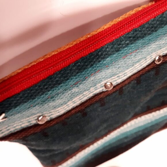 New Southwestern Sarape Stripe Tapestry Cowgirl Purse Red green gold Sling bag - Picture 10 of 11